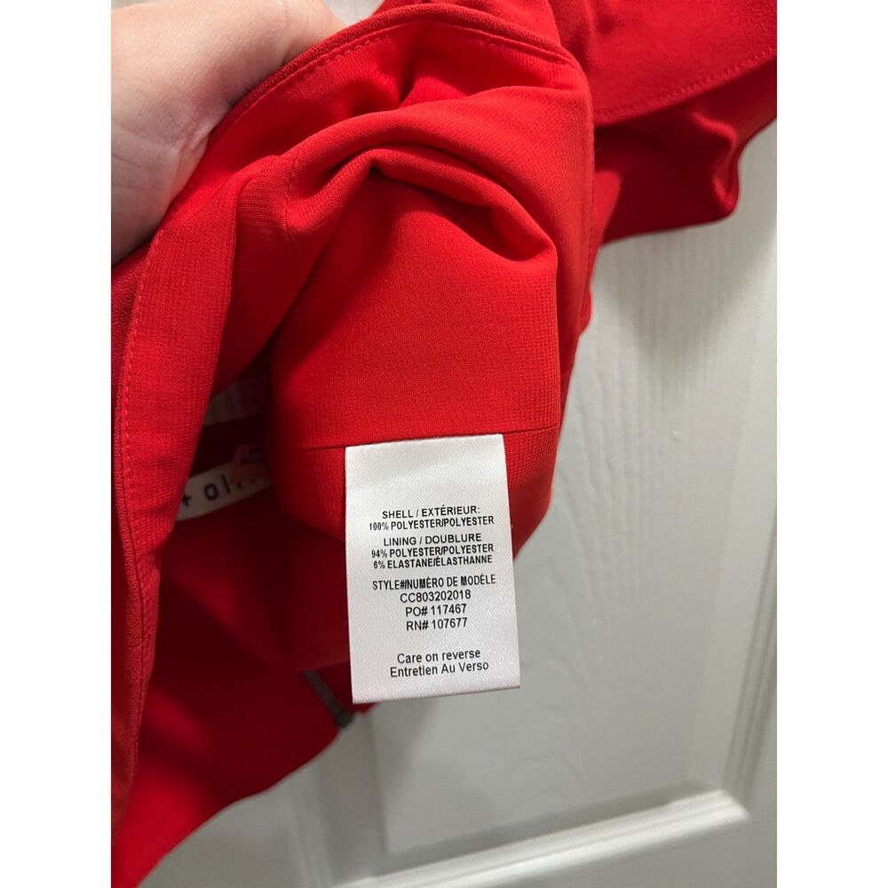 Alice + Olivia Red Flutter Ruffle Sleeve Crop Top Size 2 Classy Elegant - Picture 5 of 8